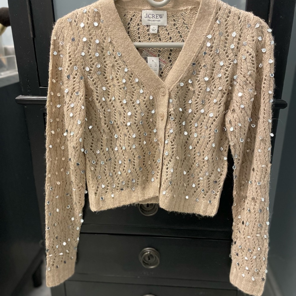 J. Crew Beige Sequin Cardigan
